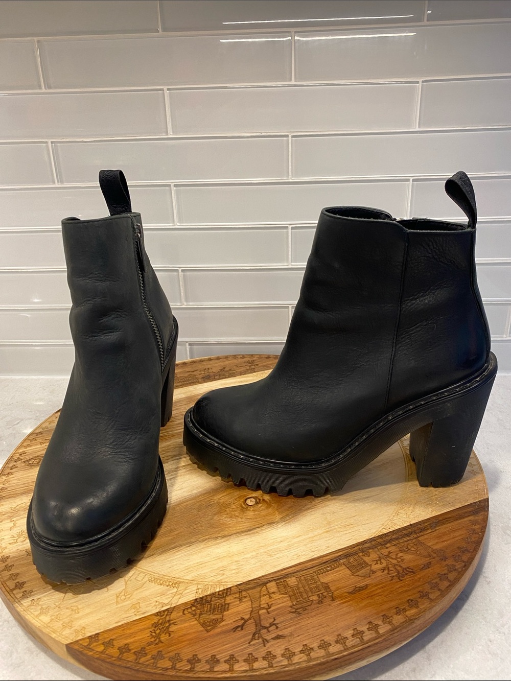 Dr. Martens Black Lug Sole Platform Ankle Boots